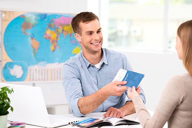 Creative concept for travel agency office stock photo