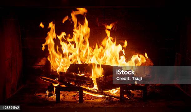 Fireplace Stock Photo - Download Image Now - Fireplace, Fire - Natural Phenomenon, Chimney