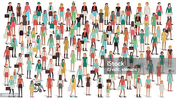 Crowd Of Women Standing Together Stock Illustration - Download Image Now - Only Women, Women, Large Group Of People