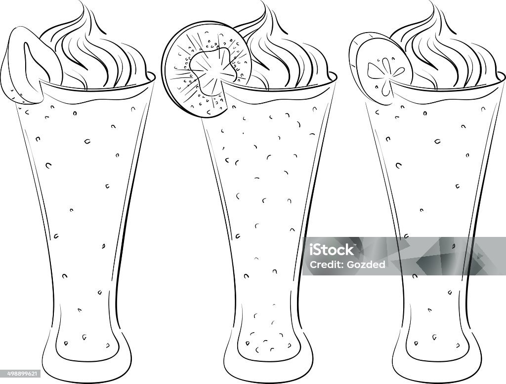 tree smoothies outline illustrations of three glass of smoothies Cold Temperature stock vector