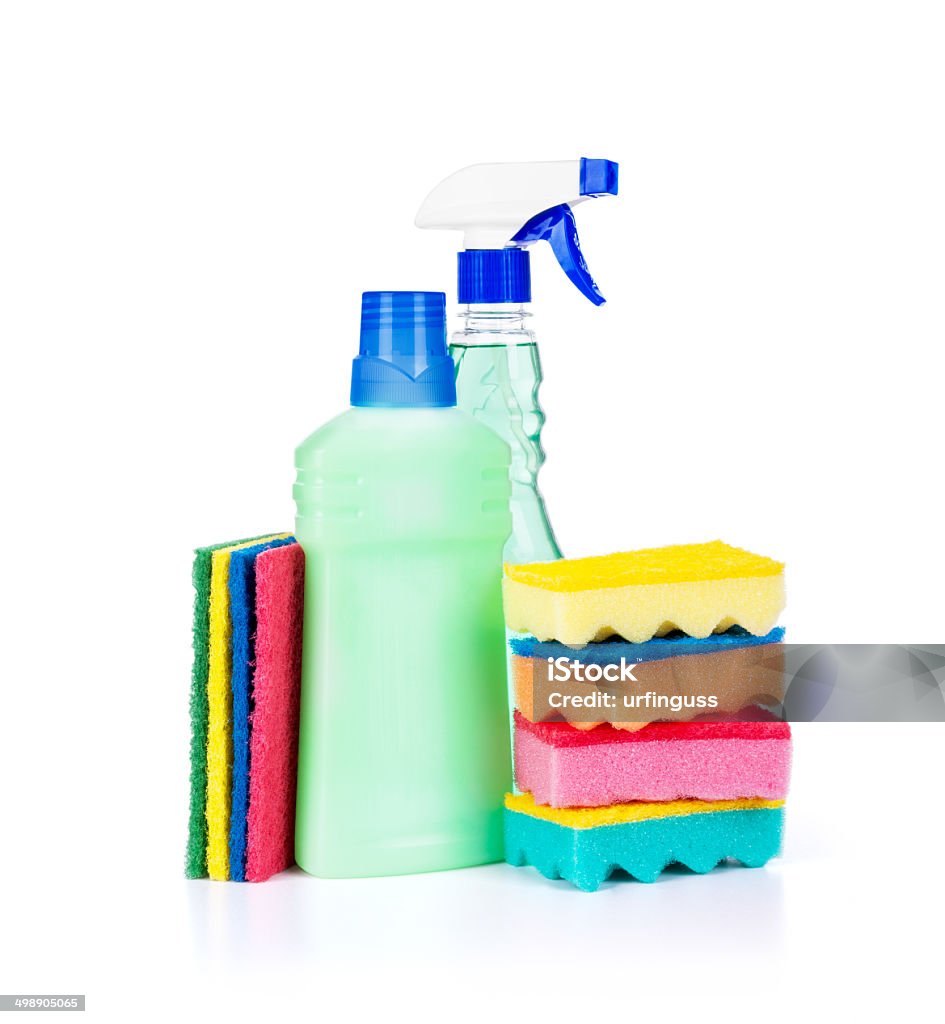 cleaning and sanitation products studio isolated Bathroom Stock Photo