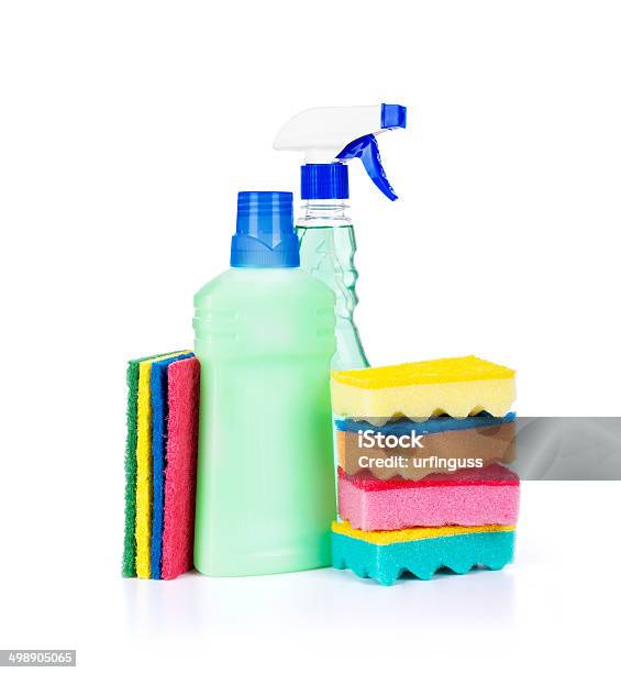 Cleaning And Sanitation Products Studio Isolated Stock Photo - Download Image Now - Bathroom, Bottle, Chemical