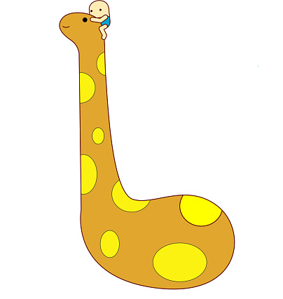 The view of character on the giraffe