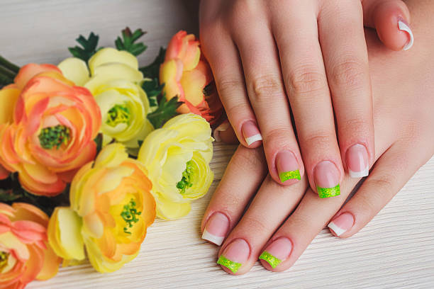 istock French nail art in green color 498908952