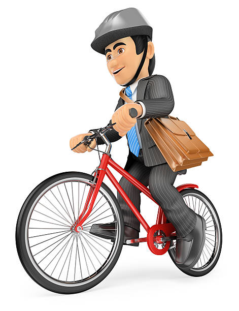 istock 3D Businessman going to work by bike 498908978