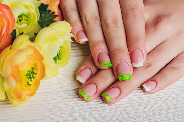 istock French nail art in green color 498909014