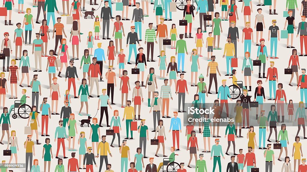 Crowd of people Crowd of people banner, men, women and children, different ethnic groups and clothing Audience stock vector