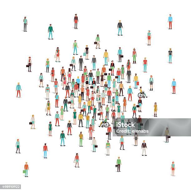 Crowd Of People Gathering At Center Stock Illustration - Download Image Now - Customer, People, Community