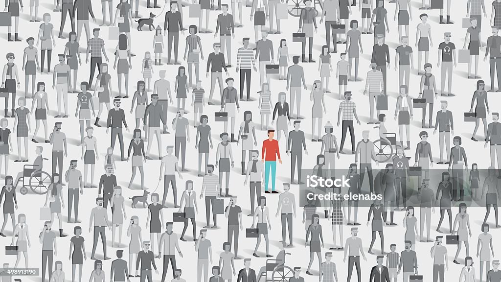 Individuality concept One individual standing out of the crowd, individuality, choice and free tought concept Advertisement stock vector