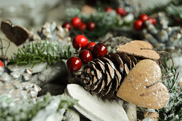 Christmas themed picture with snow and ornaments