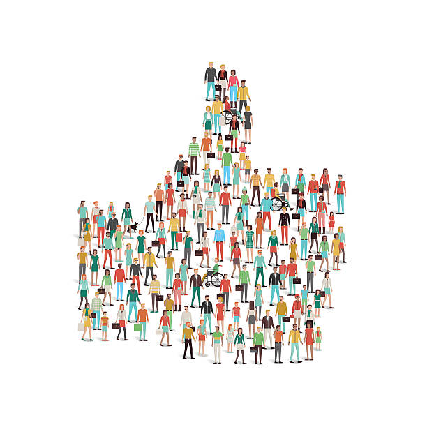istock Crowd of people gathering in a thumbs up shape 498918604
