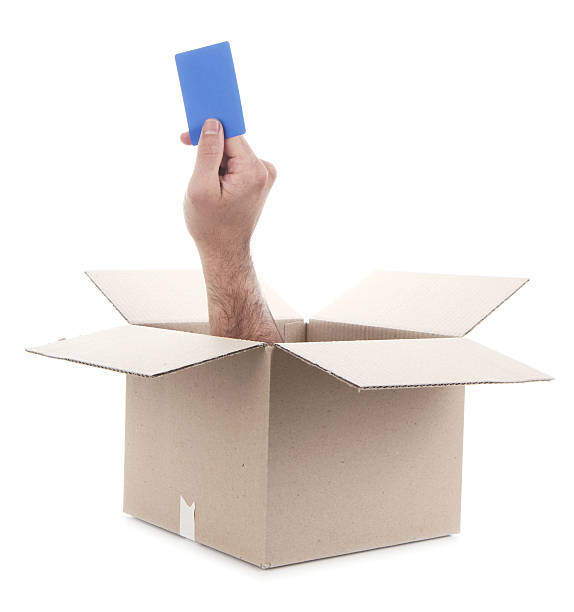 istock Blue Card Coming Out of Box 498927791