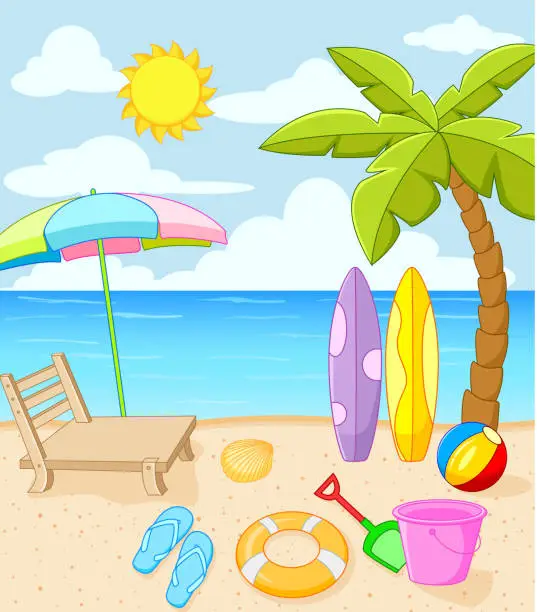 Vector illustration of Tropical beach