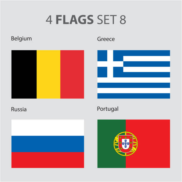 ilustrações de stock, clip art, desenhos animados e ícones de a bélgica, a grécia, rússia, portugal flags (arte vectorial - belgium belgian flag flag shield