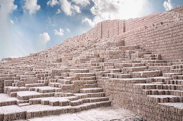 Lima Culture Ruins At Huaca Pucllana In Peru Ruins Of A Lima Culture Temple In Lima Peru huari stock pictures, royalty-free photos & images