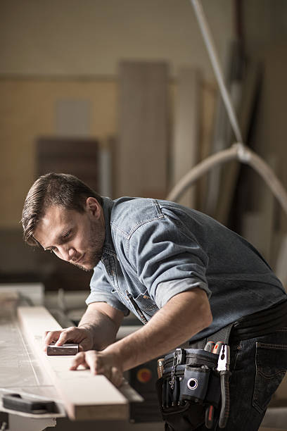 istock Polishing a wooden plank 498941792