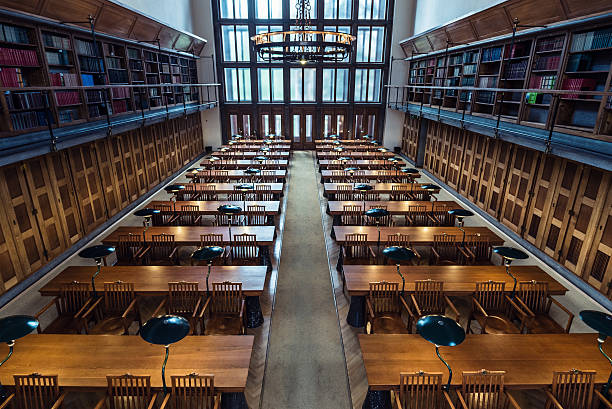 istock Top view of an old fashioned library reading room 498942886