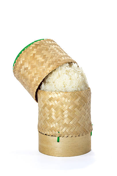 istock Wicker Bamboo sticky rice tradition handicraft with white backgr 498947902