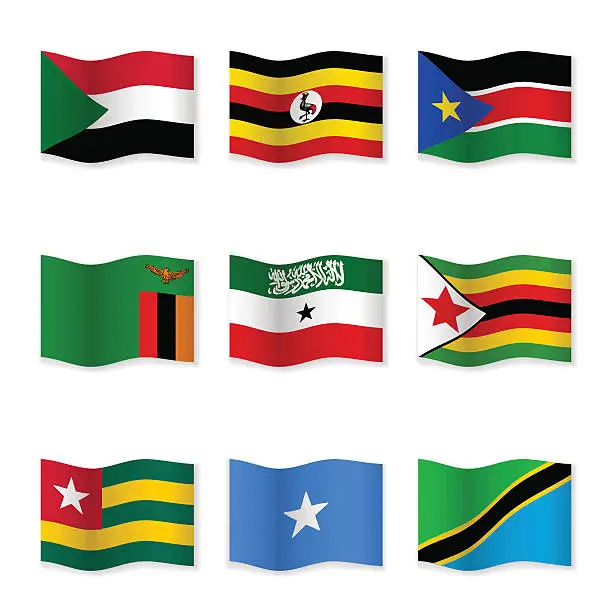 Vector illustration of Waving flags of different countries
