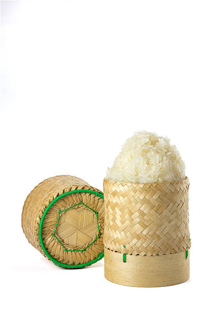istock Wicker Bamboo sticky rice tradition handicraft with white backgr 498949408