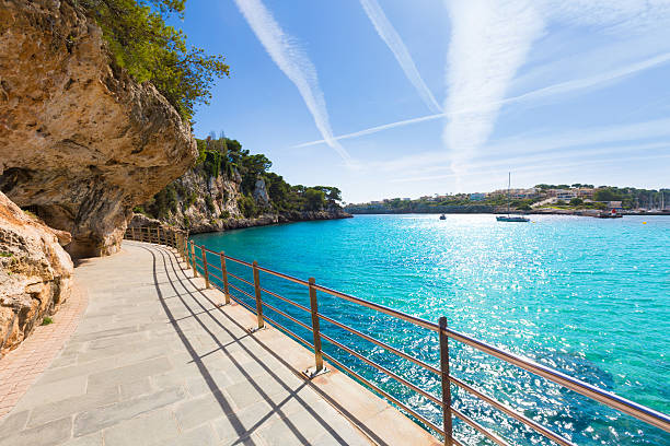 Majorca Porto Cristo beach in Manacor of Mallorca Balearic island at spain