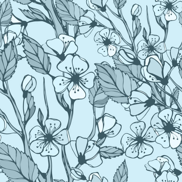 Blossoming Spring Branch. Seamless Vector pattern vector art illustration
