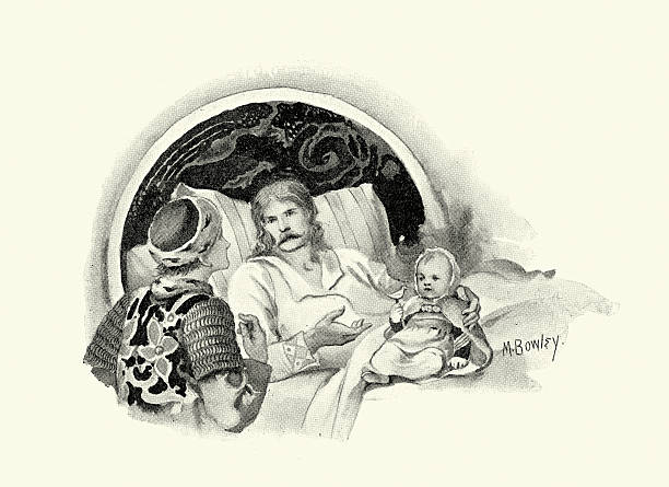 henry v mit king-size-bett mit seinen thronfolger - henry v stock-grafiken, -clipart, -cartoons und -symbole