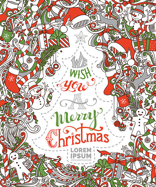 życzymy państwu merry christmas! - tree single word green fruit stock illustrations