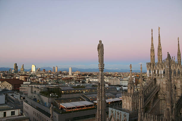 istock View of Milan from Duomo in the evening. v.5. 498953510