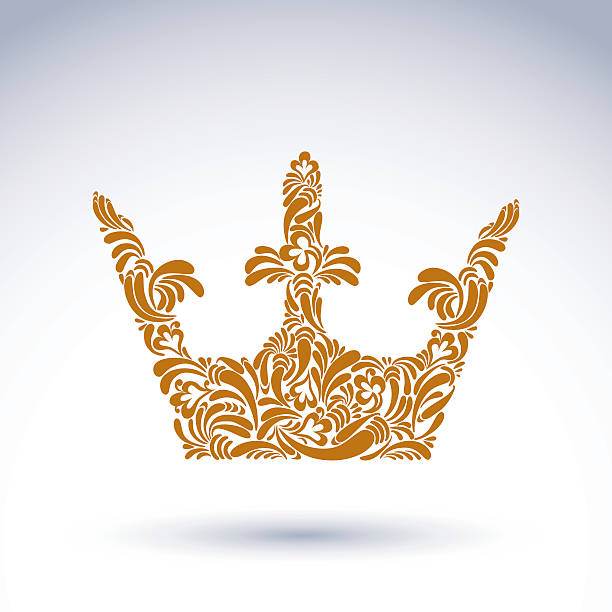 kwiat ze wzorem ozdobne crown, sztuka royal symbol. - flowerpatterned stock illustrations