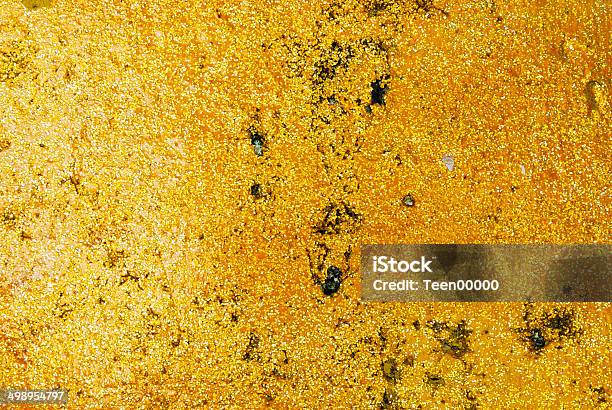 Old Gold Grunge Wall With Peeling Paint With Old Concrete Stock Photo - Download Image Now