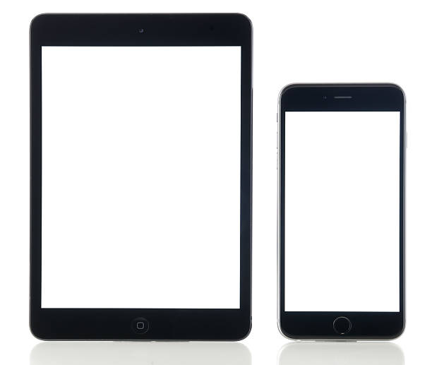 ipad mini e iphone 6 plus ecrã totalmente branco - ipad mini ipad white small imagens e fotografias de stock