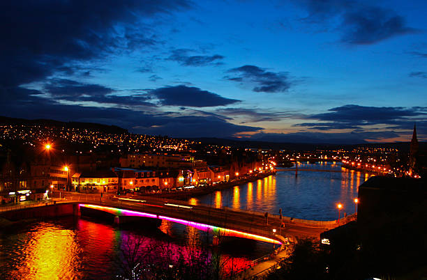 Inverness at night stock photo