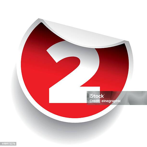 Sticker Number Two Number Two Sticker Vector Label Red Stock Illustration - Download Image ...