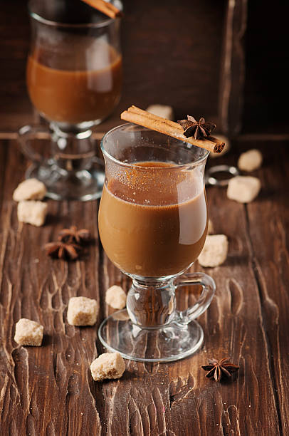 istock Hot american coffee with cinnamon on the vintage table 498974324