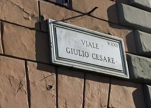 Photo of road sign indicating VIALE GIULIO CESARE in Rome