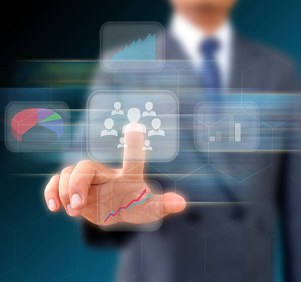 istock Businessman works with business Network Display 498976081