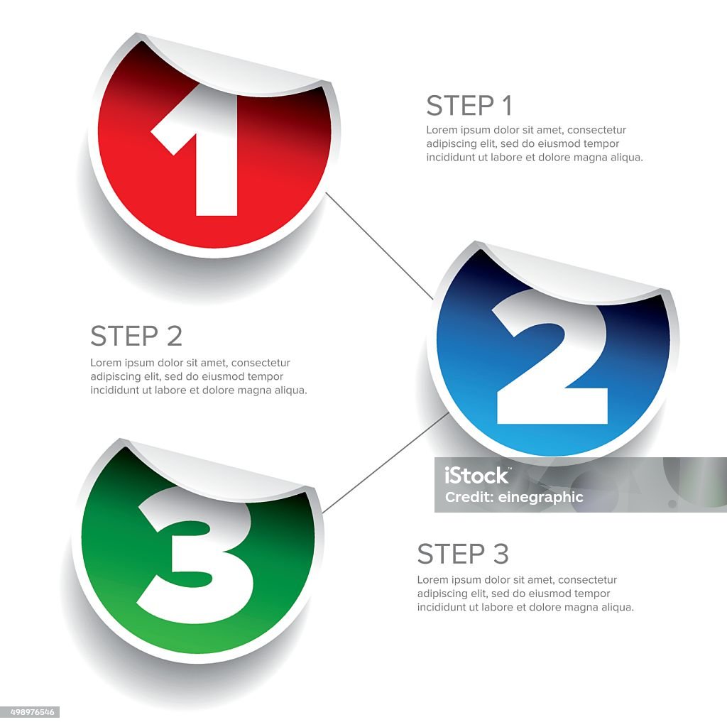 One Two Three Image Step Example One Two Three Progress Steps Vector Sticker Stock Illustration ...