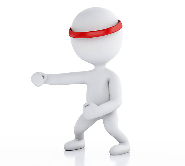 istock 3d White people karate fighter. Sports concept 498977578