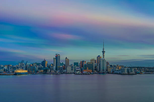 Auckland City sunset stock photo