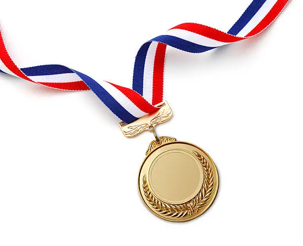 Gold medal on white background　　