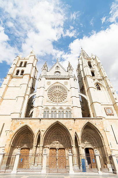 istock Leon Cathedral, camino de santiago road, Spain under blue sky 498979689
