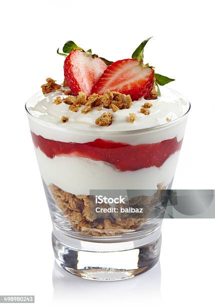 Layered Cream Dessert Stock Photo - Download Image Now - Yogurt, Parfait, Cut Out