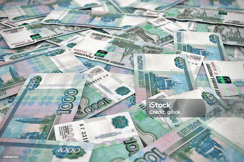 Russian currency Russian currency - heap of russian ruble banknotes Banking Stock Photo
