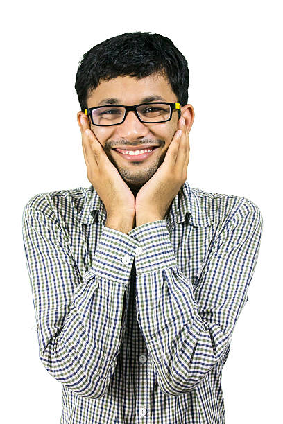 retrato de hombre feliz. - long sleeved shock confidence excitement fotografías e imágenes de stock