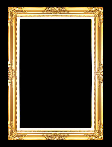 istock gold antique vintage  picture frames. Isolated on black backgrou 498981809