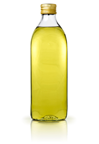 A bottle of olive oil. 