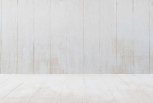 empty white wooden deck table top Ready for product display montage with white wood background.