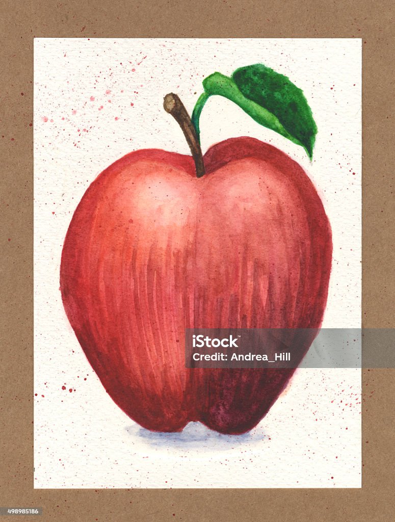 Bức Tranh Màu Nước Của Một Quả Táo Ngon Đỏ Trên Nền Giấy Hình minh ...