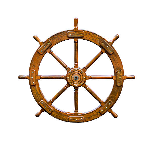 istock Old boat steering wheel isolated on white 498985194
